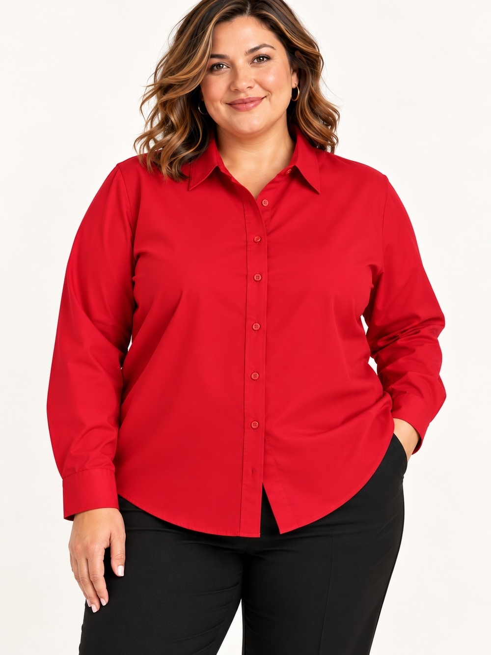 Port Authority Red Button Down Shirt 3XL Plus Size Long Sleeve Business Casual
